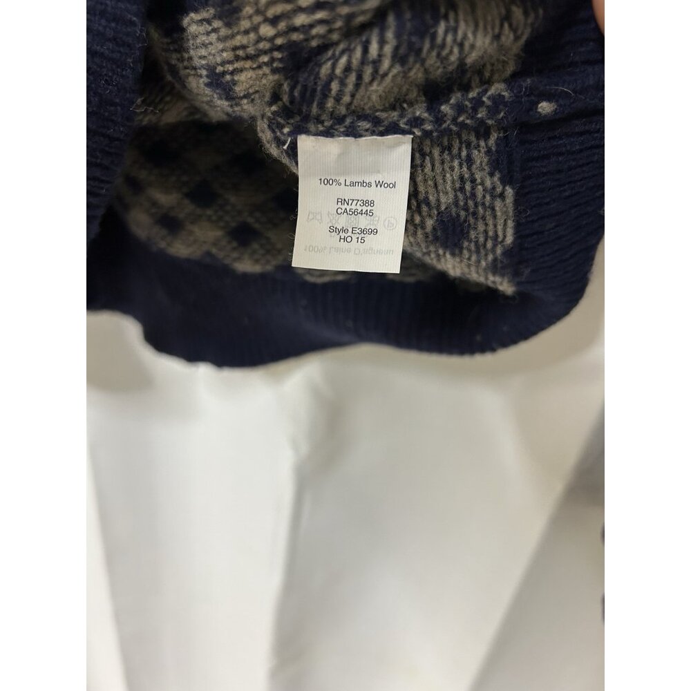 J.Crew Crewneck Sweater Men’s Blue Tan 100% Lambs Wool Check Preppy Large - Picture 6 of 6